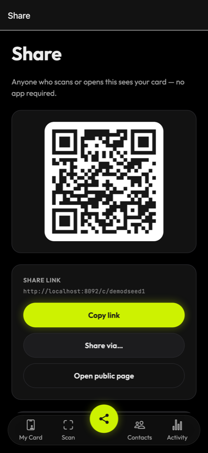 Share screen with QR
